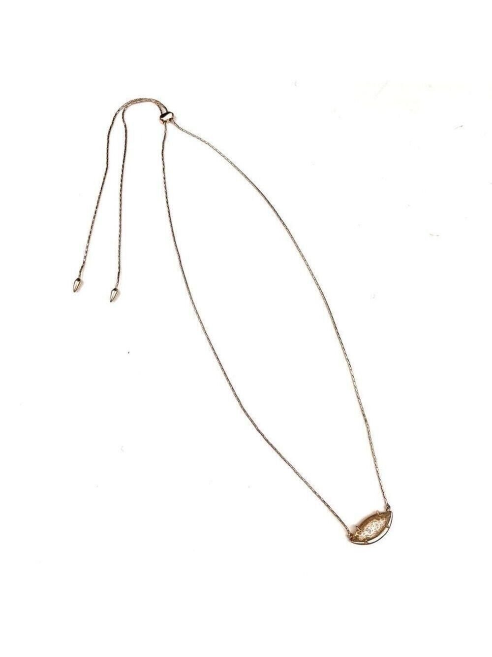 Kendra Scott Meghan Crackle Brown Pearl 14k Gold Plate Adjustable Necklace